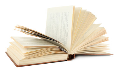 Opened book isolated on white