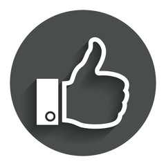 Like sign icon. Hand finger up symbol.