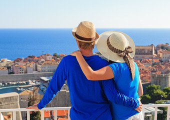 happy couple on vacation in Europe