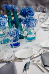 Wedding table setting in restaurant