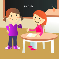 Niñas hablando en clase