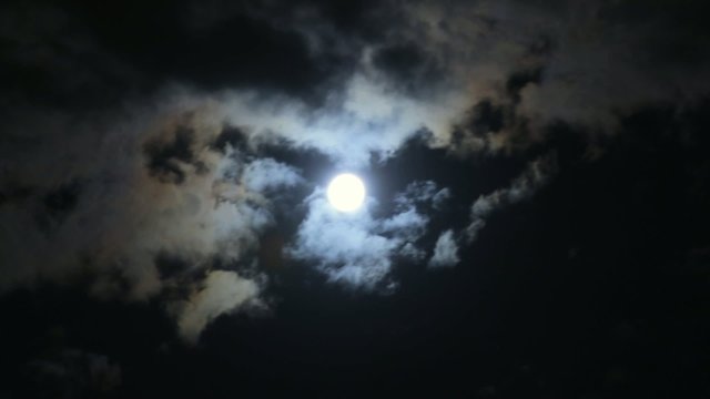 Scary Full Moon in a Cloudy Night