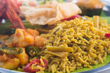 Indian biryani rice closeup