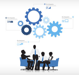 Four Business People with Gears Symbol