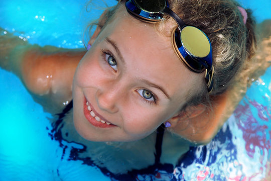 Young girl swimming