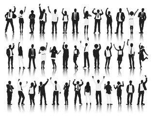 Silhouettes Group of People in a Row