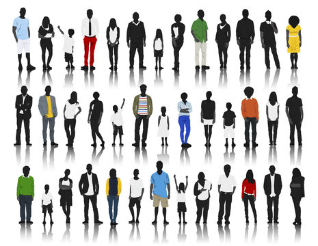 Silhouettes of Casual People in a Row