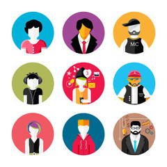 Set of stylish avatars of man and woman icons