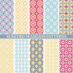 set of 10 retro seamless patterns