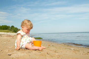 little girl by the sea.