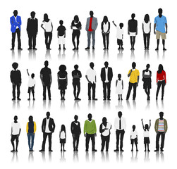 Silhouettes of Casual People with Colorful Clothes