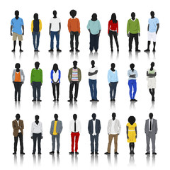 Silhouettes of Casual People with Colorful Clothes