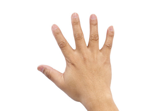 Hand of a man on white background