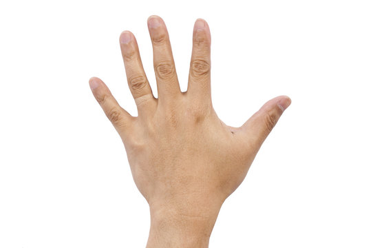 Hand of a man on white background