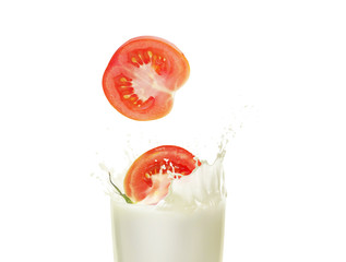 Milkshake in a glass with tomato