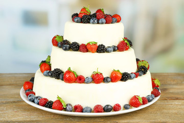 Beautiful wedding cake with berries