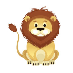 Fototapeta premium Vector Flat Cartoon Lion Illustration