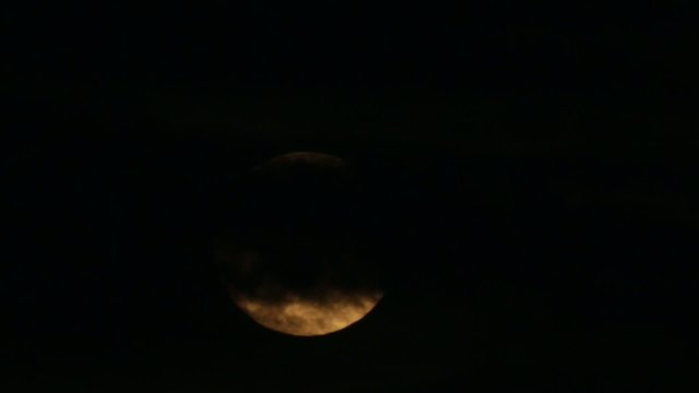 Scary Orange Super Moon with Clouds