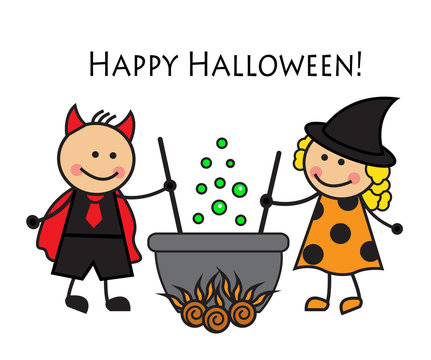 Cartoon people in costume Halloween