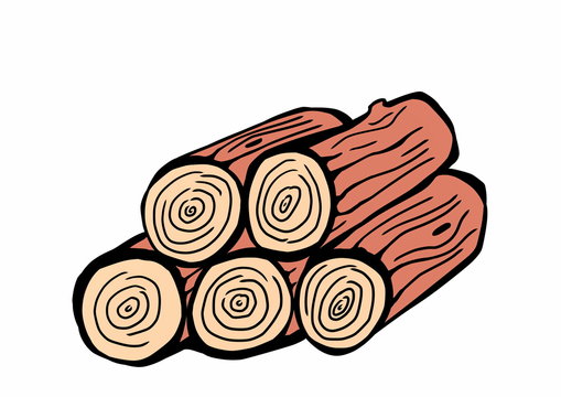 hand drawn wood logs