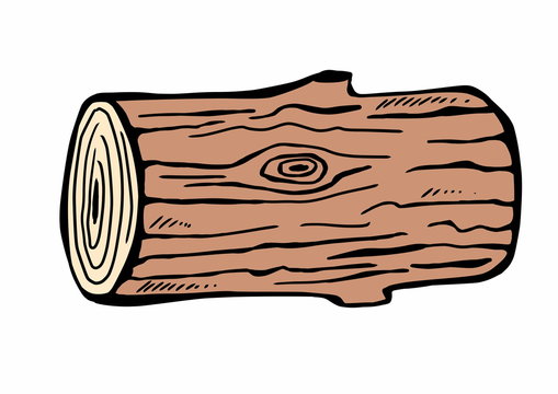 hand drawn wood logs