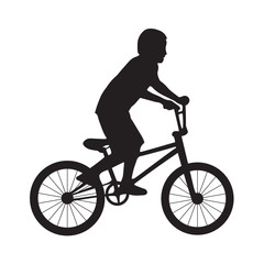 Silhouette boy ride bicycle
