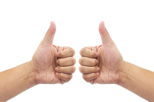 Man hand sign with thumb up