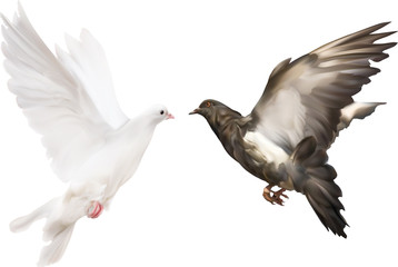 Obraz premium isolated black and white pigeons illustration