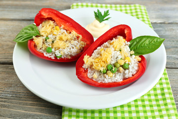 Stuffed peppers with meat and rice,
