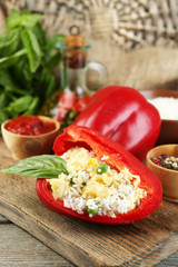 Stuffed peppers with meat and rice,