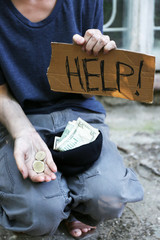 Homeless beggar money