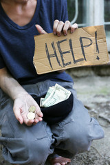 Homeless beggar money