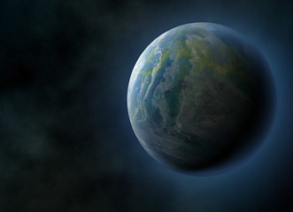 Fototapeta na wymiar halo earth planet on cosmos sky backgrounds