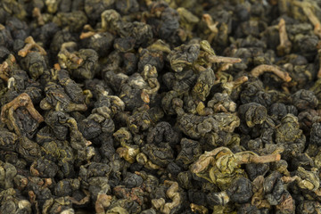 Dry green tea - Stock Image macro.
