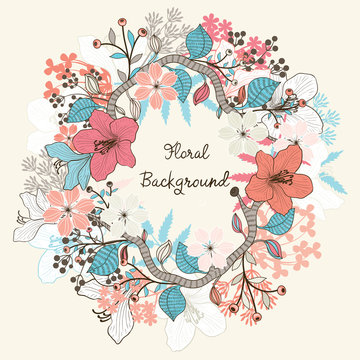 Fototapeta Floral frame. Vector background
