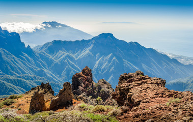 Volcanic mountains landscape.