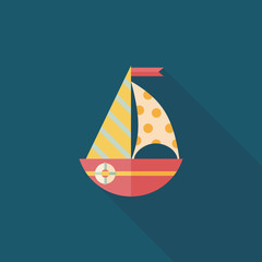 Sailboat flat icon with long shadow,eps10