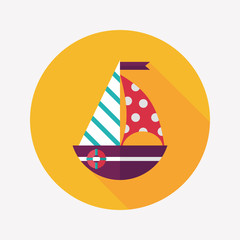 Sailboat flat icon with long shadow,eps10