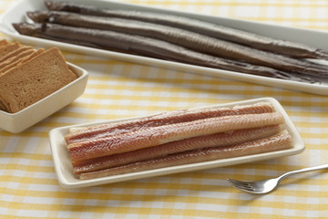 Dish with smoked eel