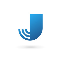 Letter J wireless logo icon design template elements