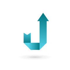 Letter J arrow ribbon logo icon design template elements