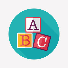 ABC blocks flat icon with long shadow,eps10