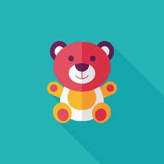 teddy bear flat icon with long shadow,eps 10