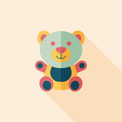 teddy bear flat icon with long shadow,eps 10