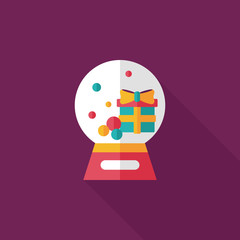  snow globe and gifts flat icon with long shadow,eps 10