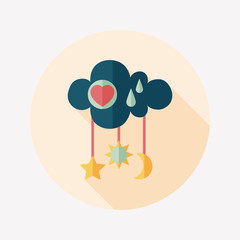 baby rattle flat icon with long shadow,EPS 10