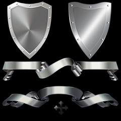 Shield and ribbon.