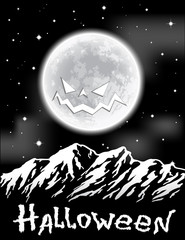 Obraz na płótnie Canvas Halloween background with full Moon over mountains.