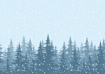 Fototapeta premium Seamless background, Christmas trees with snow