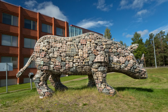 Stone monument rhino in Kemijärvi.